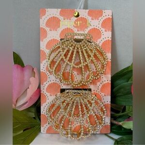 NWT Gorgeous Piper K Gold Pearl and Crystal
Shell Hair Clips